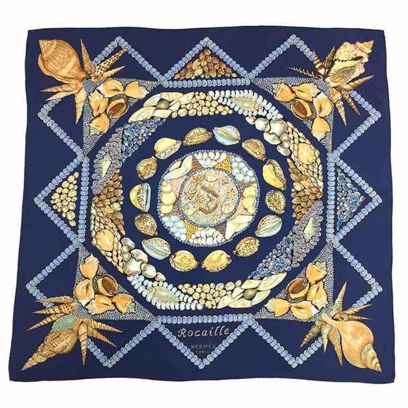 Hermes Accessories - HERMES Scarf Muffler Carre 90 Rocaille Shell Blue 100% Silk